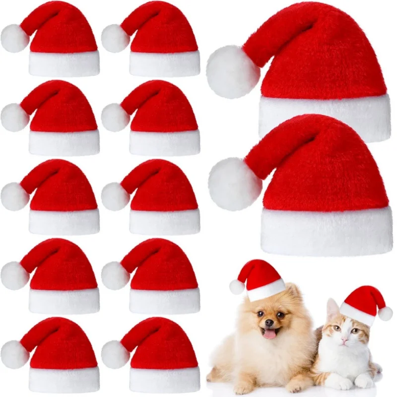 Hund Weihnachtsmütze Rot Plüsch Weihnachtsmütze Haustier Urlaub Kostüm Festliche Party Dekoration Niedlicher Welpe Weihnachtszubehör Haustierkleidung