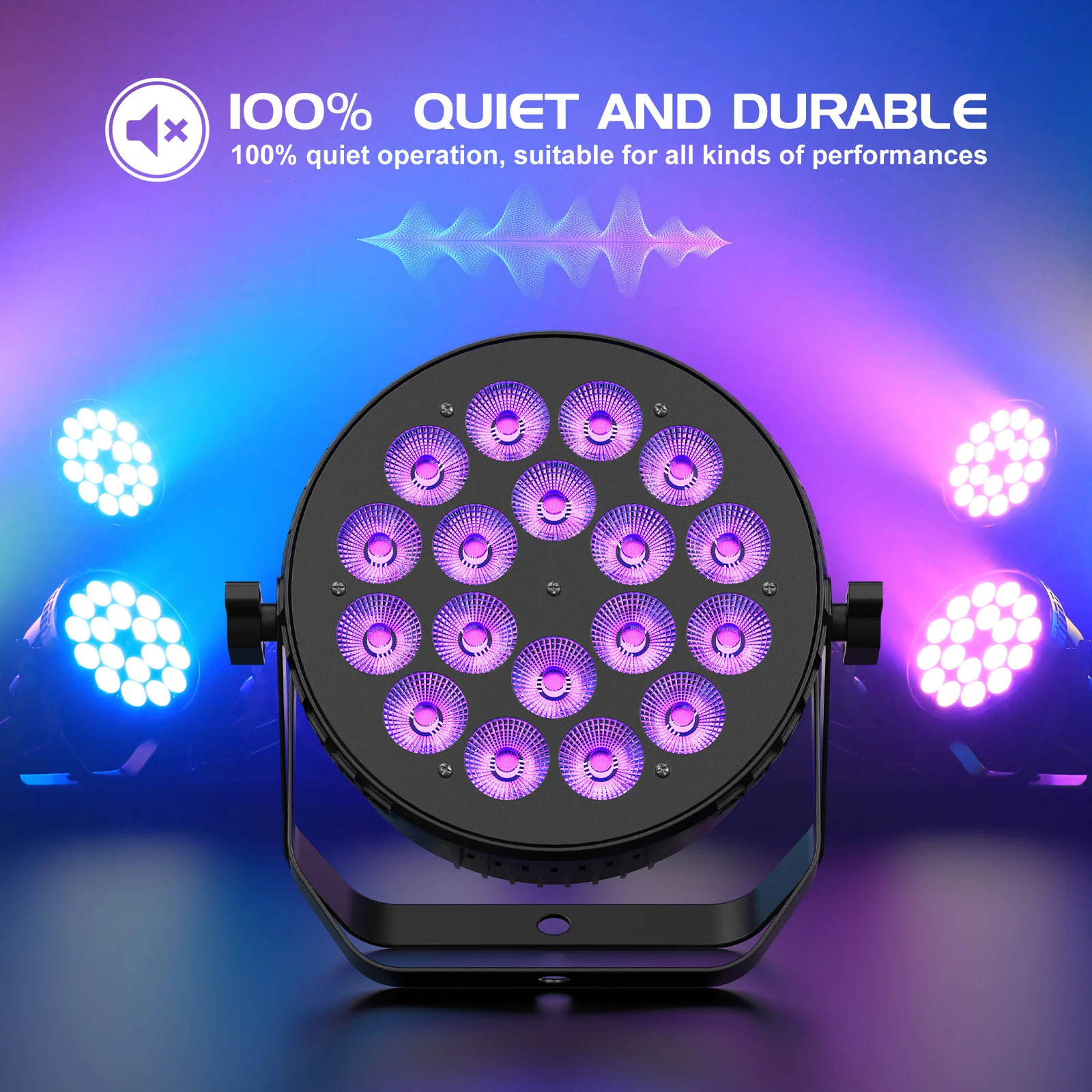 Yiflamefly 4 Stück 18 x 8 W RGBW LED-Bühnenpar-Licht mit DMX512-Soundaktivierung, automatischer Master-Slave-Modus für Hochzeits-Bühnenauftritte