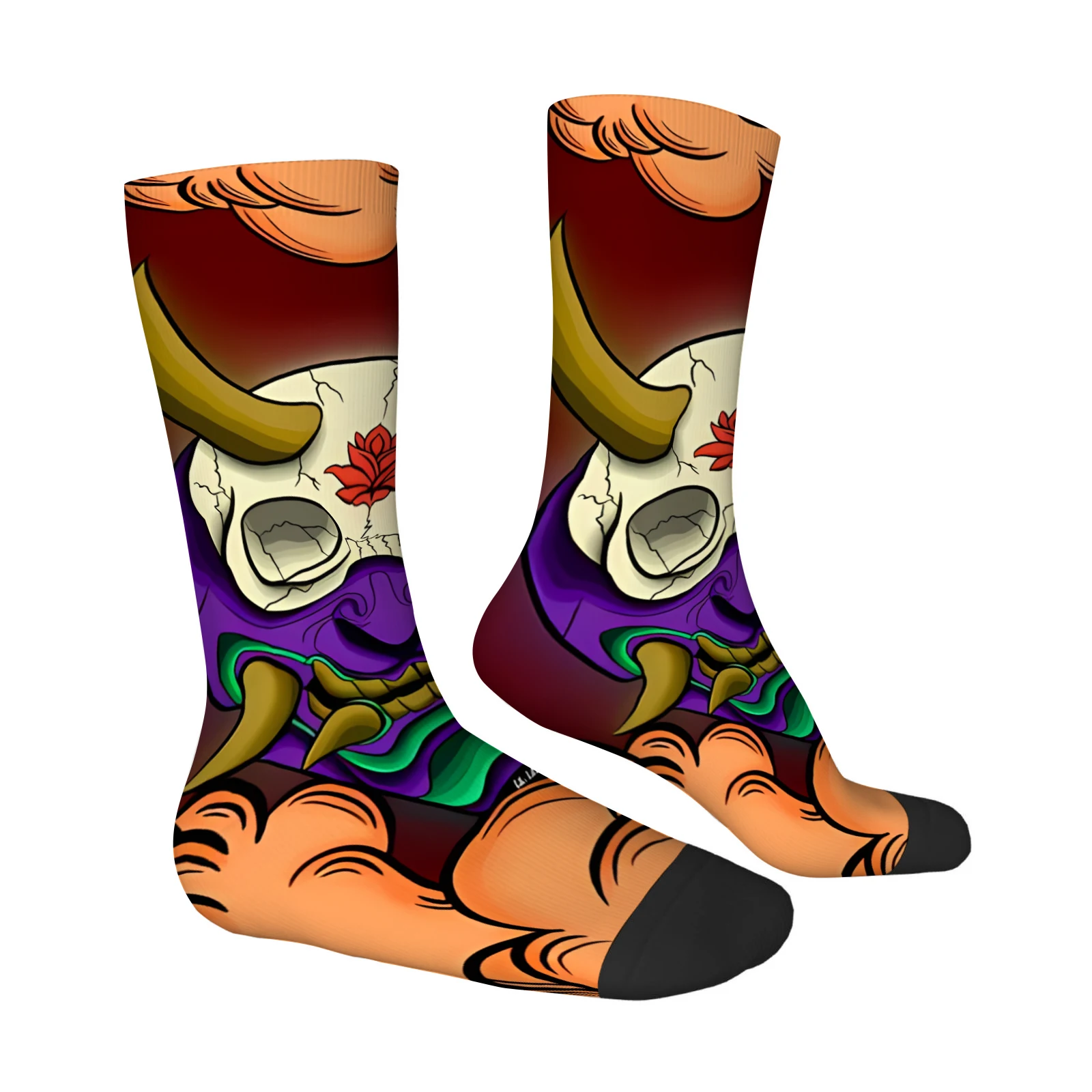 1 pair of Men's colorful building block pattern mid-calf socks, novelty/casual hats, comfortable polyester fiber.
