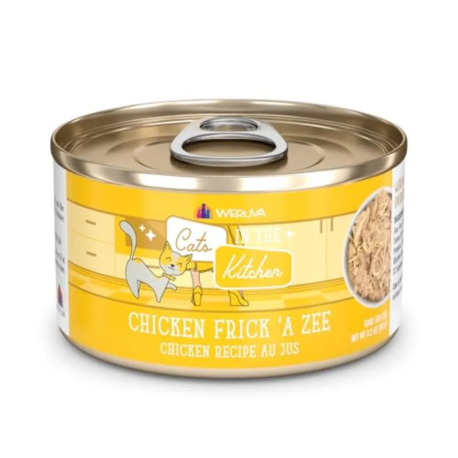 

Корм для кошек Cats in The Kitchen Chicken Frick 'A Zee с курицей в соусе, 3,2 унции, банка, упаковка из 24 штук