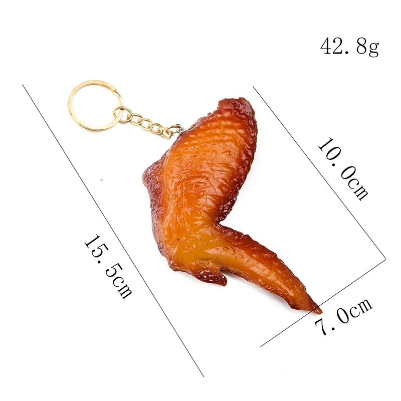 Simulation Chicken Wings PVC Keychain Cute Mini Roast Duck Key Chain Food Pendant Kid Toy Hanging Car Bag Keyring Gift