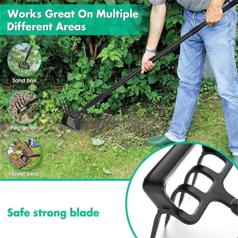 AA14 New Garden Hoe- 62 Inch Long Stirrup Hoe Garden Tools Cultivator For Weeding, Heavy Duty Garden Hoe With Adjustable Handle