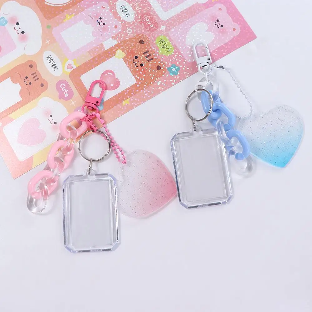 Transparent Album Idol Photo Sleeves Collect Student Card Case Photocard Holder Card Sleeves Keychain ID Holder Pendant