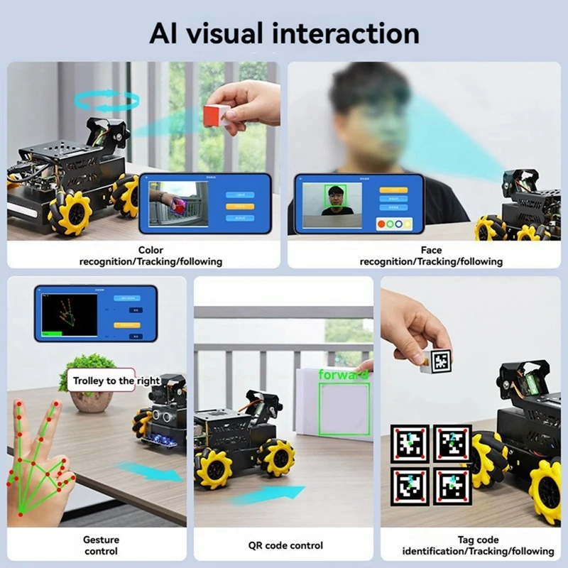 Raspbot V2 AI Vision Robot Car Kit with Camera Mecanum Wheel Toy Educational DIY Python Programming for 5-ABWO