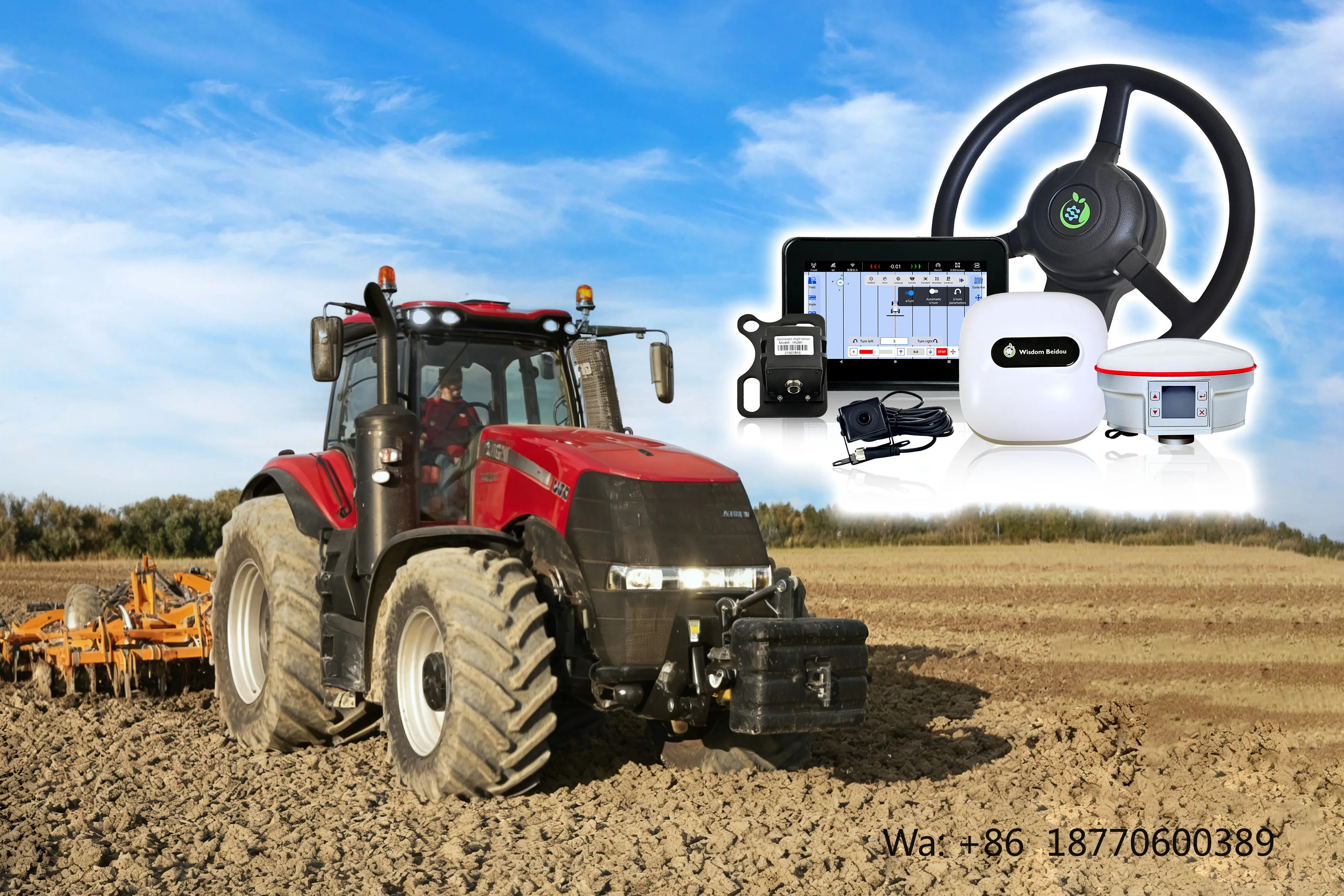 WISDOM BEIDOU Agricultural GPS RTK Auto Steering System for Tractor & Other Machinery 2.5cm Accuracy 12V
