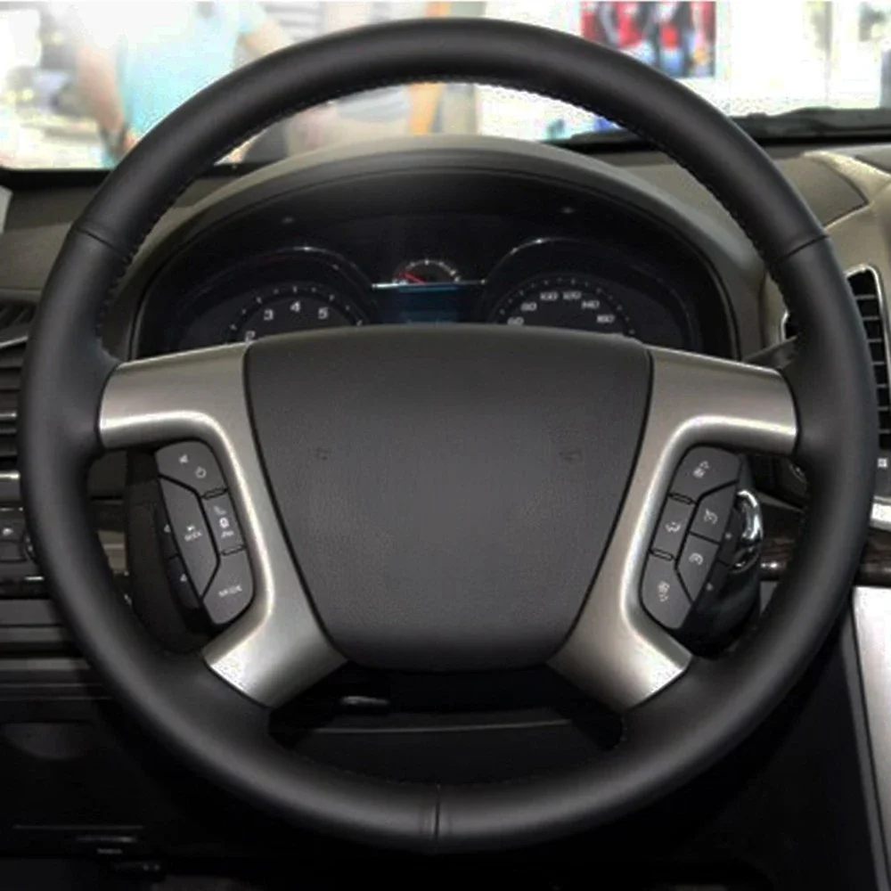 Car Steering Wheel Cover Hand-stitched Black Artificial Leather For Chevrolet Captiva Daewoo Winstorm Silverado GMC Sierra