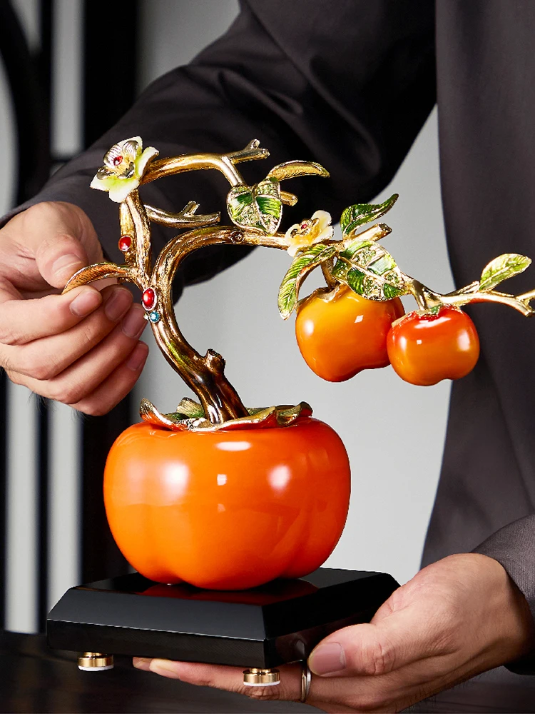 persimmon ornament high-end light luxury living room entrance TV cabinet persimmon ruyi handicrafts housewarming opening