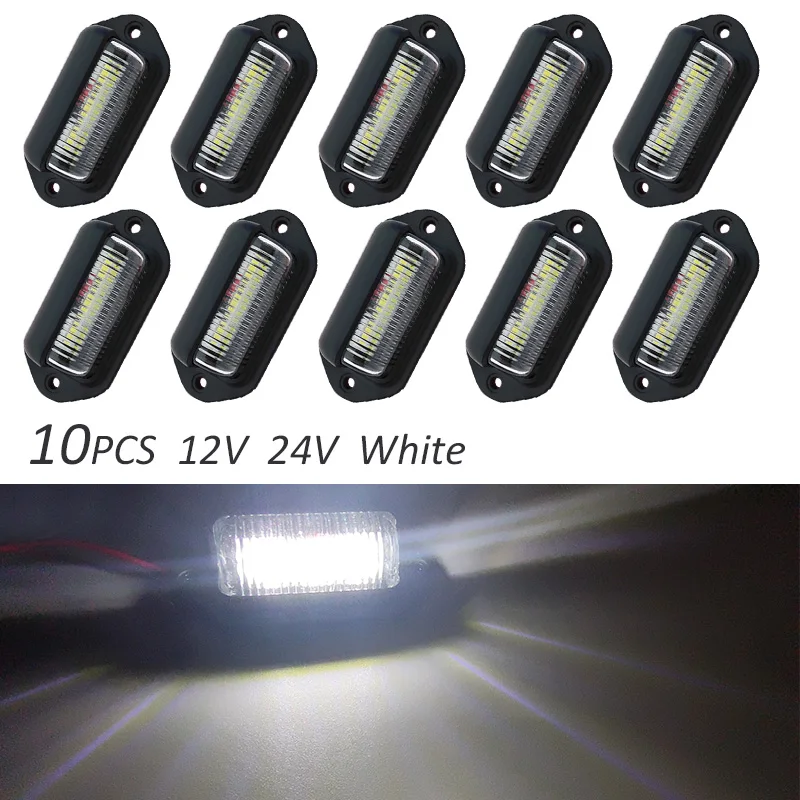 10PCS 12V 24V LED Number License Plate Light for Car Boats Motorcycle Automotive Aircraft RV Truck Trailer Exterior Lamps