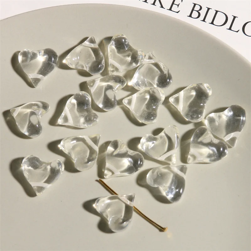 2026 New arrived 100pcs/lot transparent Irregular hearts shape resin beads with hole diy jewelry garment hair accessory