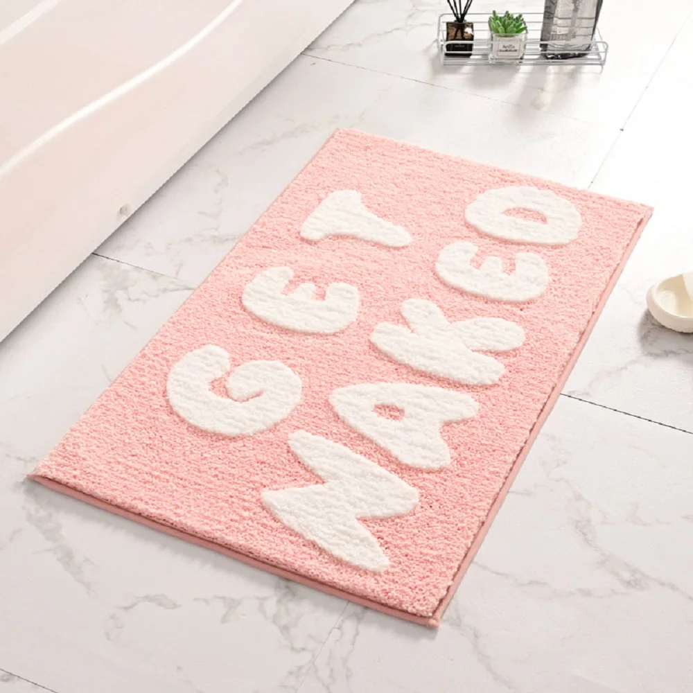 Pink Get Naked Bath Mat 50x80cm Non Slip Soft Fluffy and Absorbent Microfiber Bathroom Mat Funny Bathroom Floor Rug Home Decor