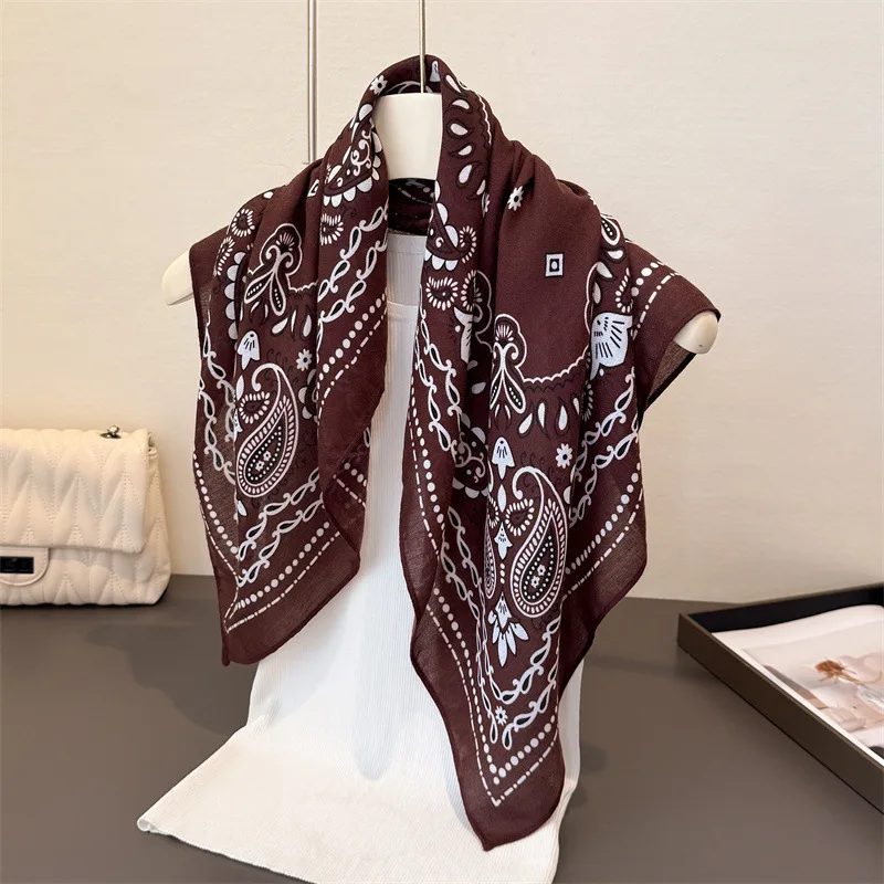 

Luxury Cashew Square Scarf For Women Soft 70*70cm Neck Scarf Shawl Warp Elegant Neckerchief Bandanas Paisley Print Hijab