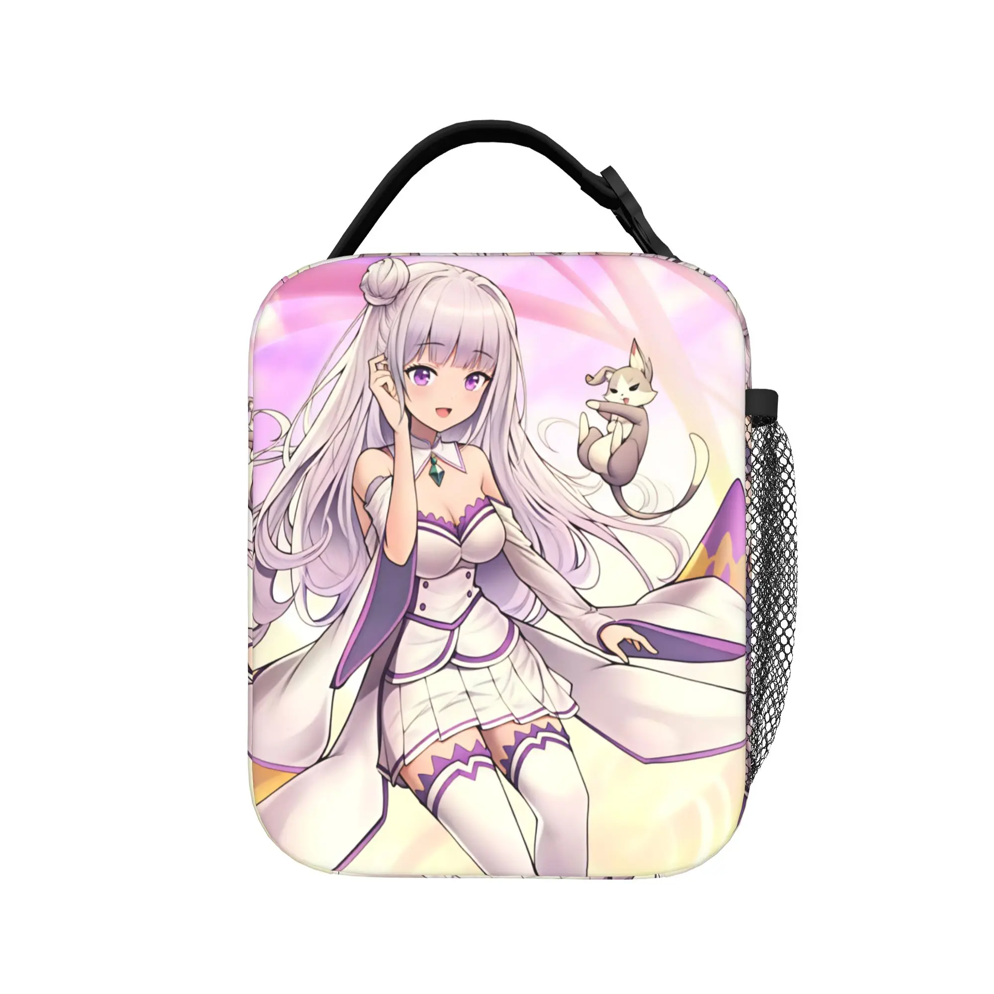 

Elegant Purple Emilia ReZero Lunch Bag Funny Lunch Box Portable Insulated Thermal Lunch Bags For Women Designer Cooler Bag