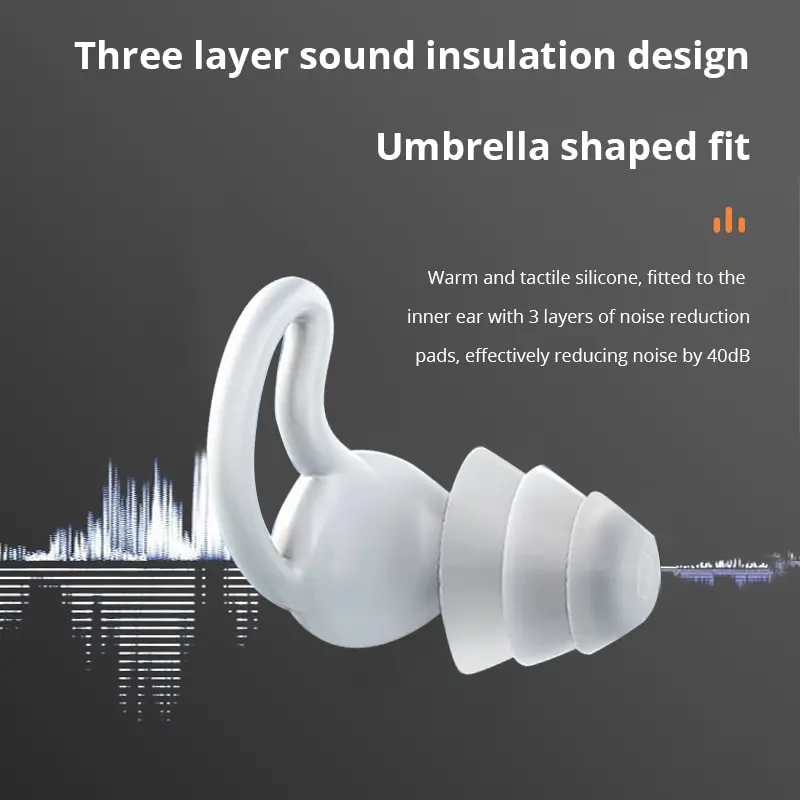 Soundproof Earplugs Three Layer White Silicone Earplugs Waterproof Swimming Earplugs Sleep Noise Reduction