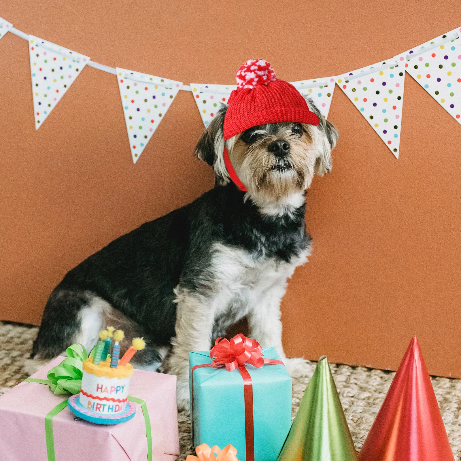

Pet Christmas Hat Red Knitting Wool Santa Style Warm For Dog Cat Puppy Holiday Party Costume Accessory Pet Headwear