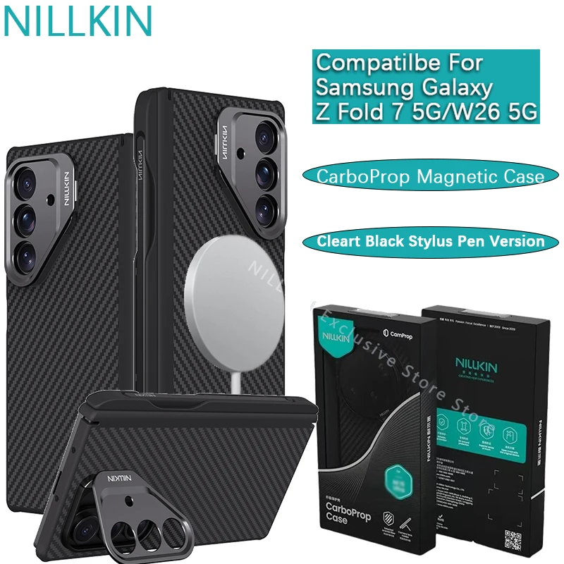 

Чехол Nillkin CarboProp для Samsung Galaxy Z Fold 7/W26 5G с магнитной фиксацией, защитой объектива и подставкой, совместимый с MagSafe