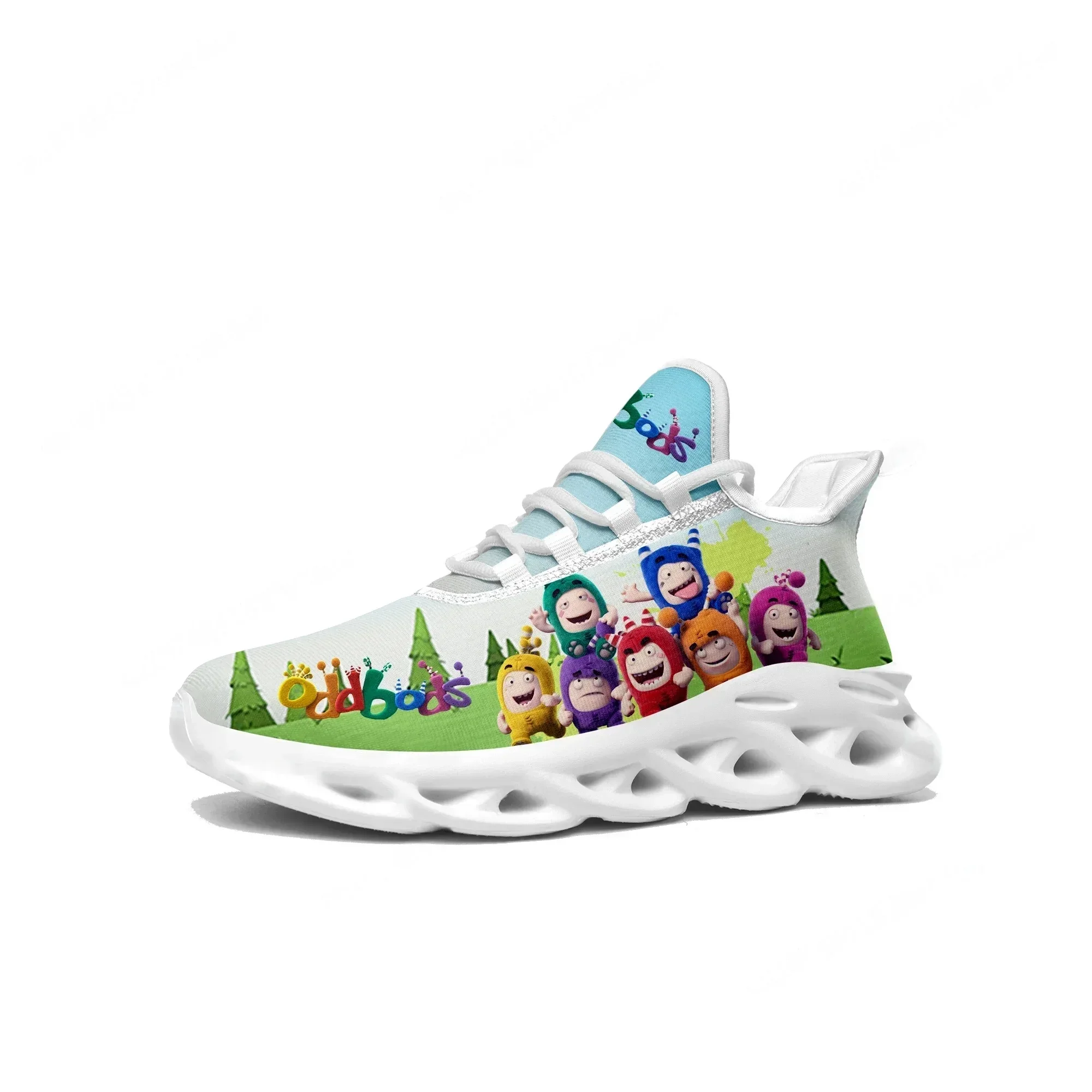 

Кроссовки Oddbods Flats для мужчин, женщин и подростков, спортивная обувь для бега, высококачественная обувь с мультяшным принтом из Сингапура, на шнуровке, из сетчатого материала