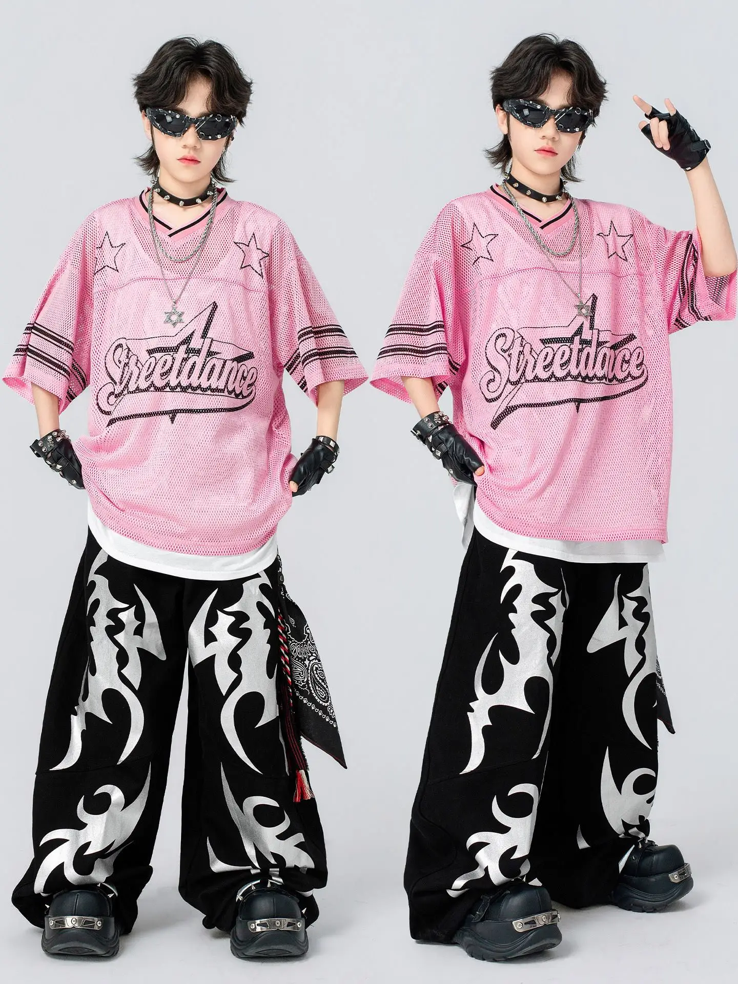 

Boys Street Dance Clothing Hip Hop T Shirt Baggy Pants Short Sleeves Performance Suit Girls Jazz Jogger Practice Wear BL19297