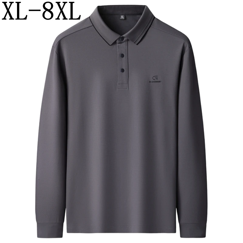 

8XL 7XL 6XL 2025 New Autumn High End Luxury Shirts For Man Clothing Casual Loose Mens Polo Shirt Comfortable Lapel T-Shirt Homme