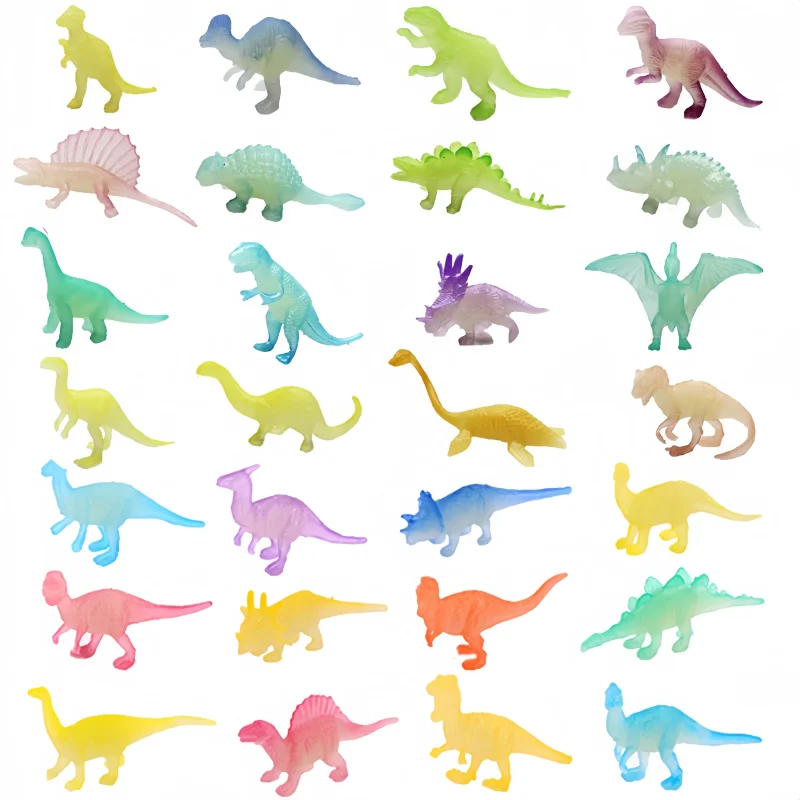 28 قطعة/المجموعة البسيطة لينة المطاط توهج في الظلام ديناصور الشكل اللعب الفلورسنت محاكاة ديناصور صغير نموذج الديكور هدية