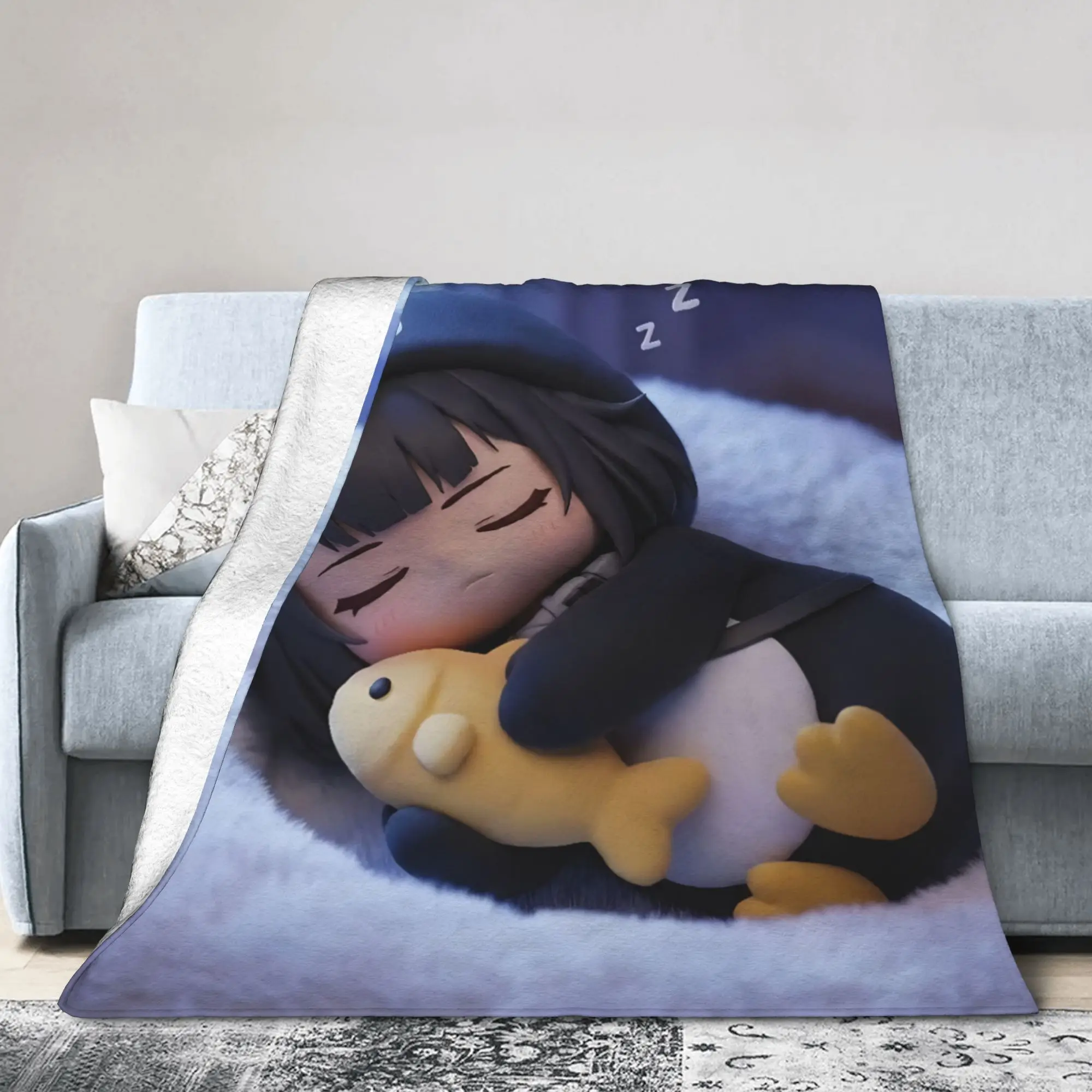 Gugu Gaga Penguin Blankets Flannel Summer Air Conditioning Sleeping Portable Soft Throw Blankets for Home Outdoor Bedspreads