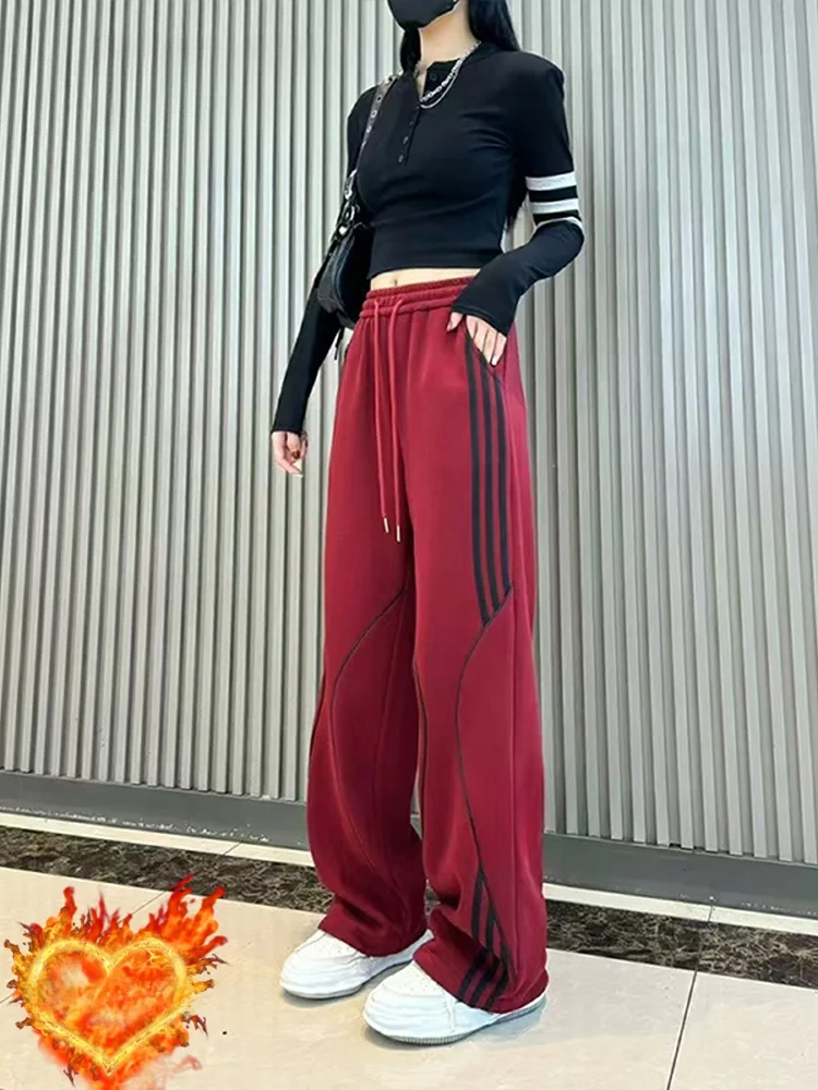 

Американские женские брюки High Street Color Block для осени и зимы: свободные, прямые, широкие, в стиле милитари, с эффектом драпировки