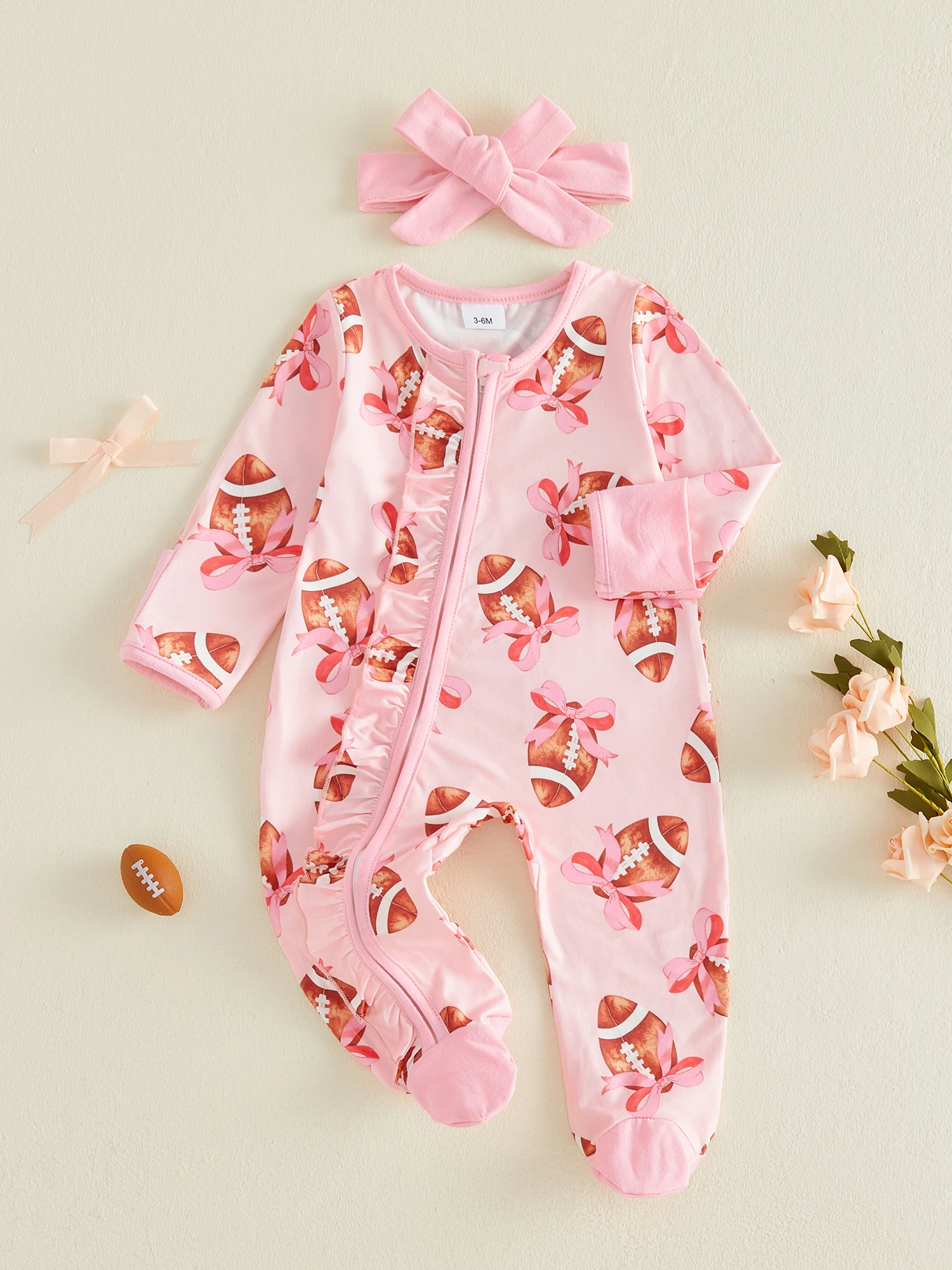 

Infant Girl Winter Hooded with Cute Bear Ears Long Sleeve Zipper Romper Jumpsuit Outfit with Matching Socks