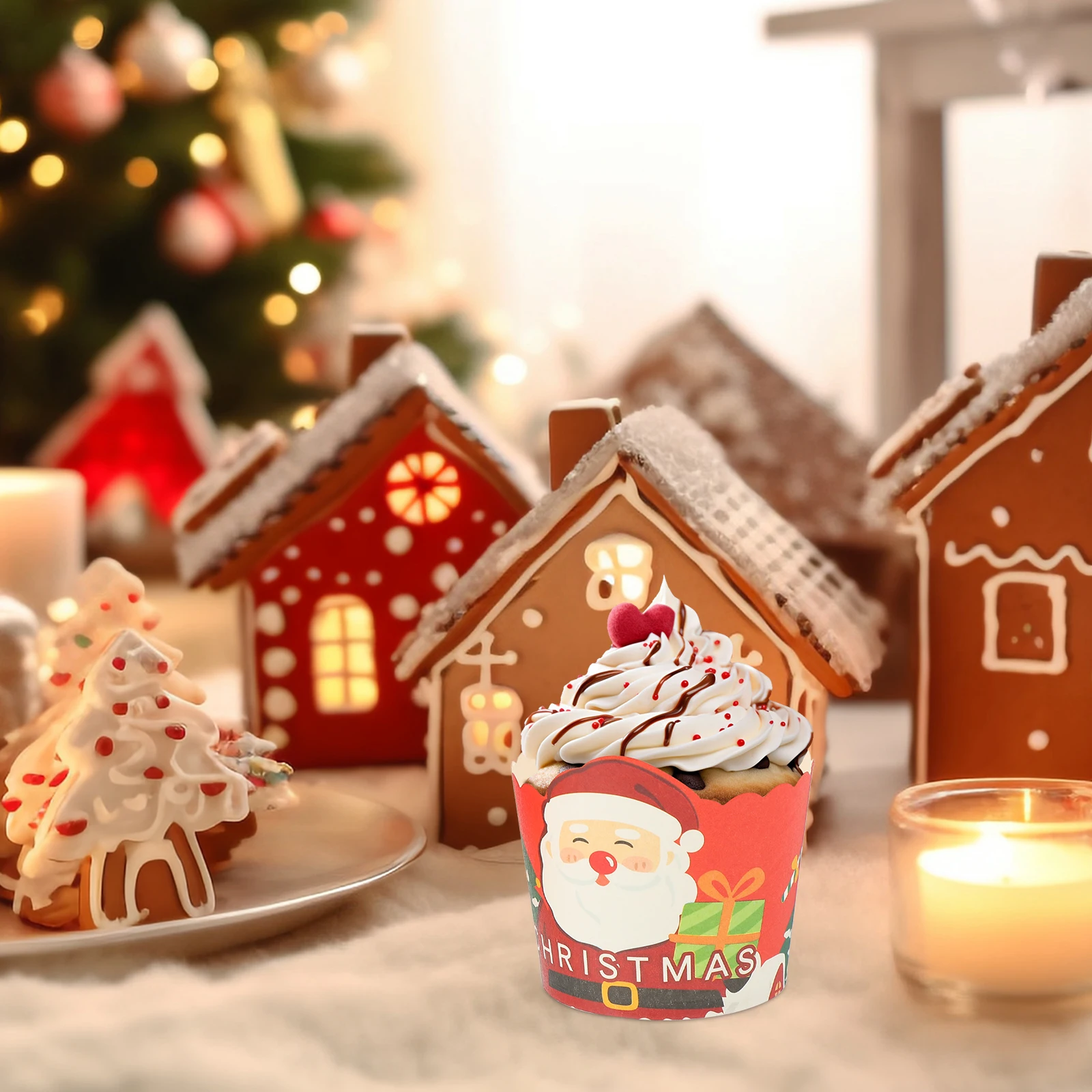 

50 Pcs Bake Cake Cups Muffin Liners Christmas Wrapper Wrappers Decoration Wrapping Paper Baking Cupcake Wraps