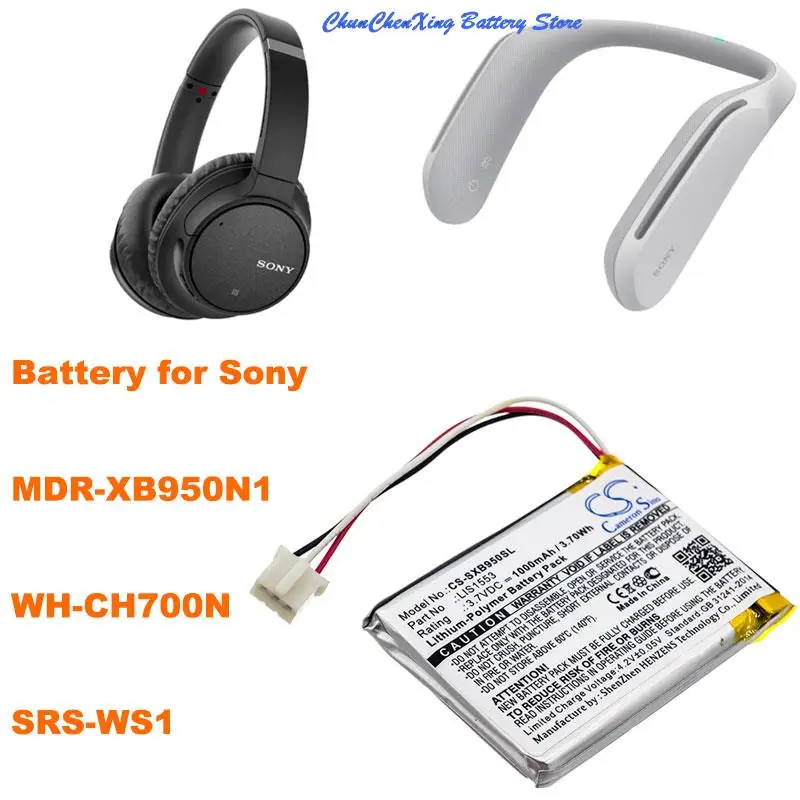 

Cameron Sino 1000mAh Battery LIS1553，LIS1553(SY6) for Sony MDR-XB950N1，WH-CH700N，SRS-WS1