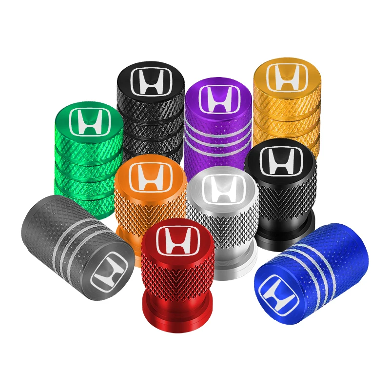 Aluminum Alloy Car Wheel Tire Valve Caps Tyre Rim Stem Covers Airdust Waterproof For Honda Civic City Accord CRV Hrv Jazz CBR