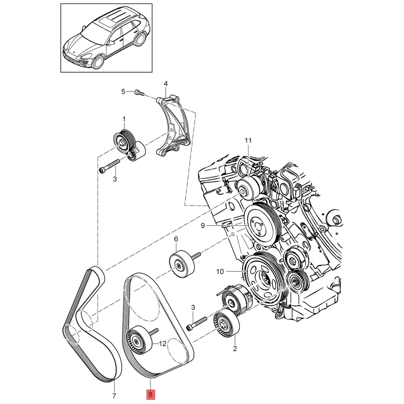 95810225120 Belt tensioning buffer for Porsche Caynne 2011-2018