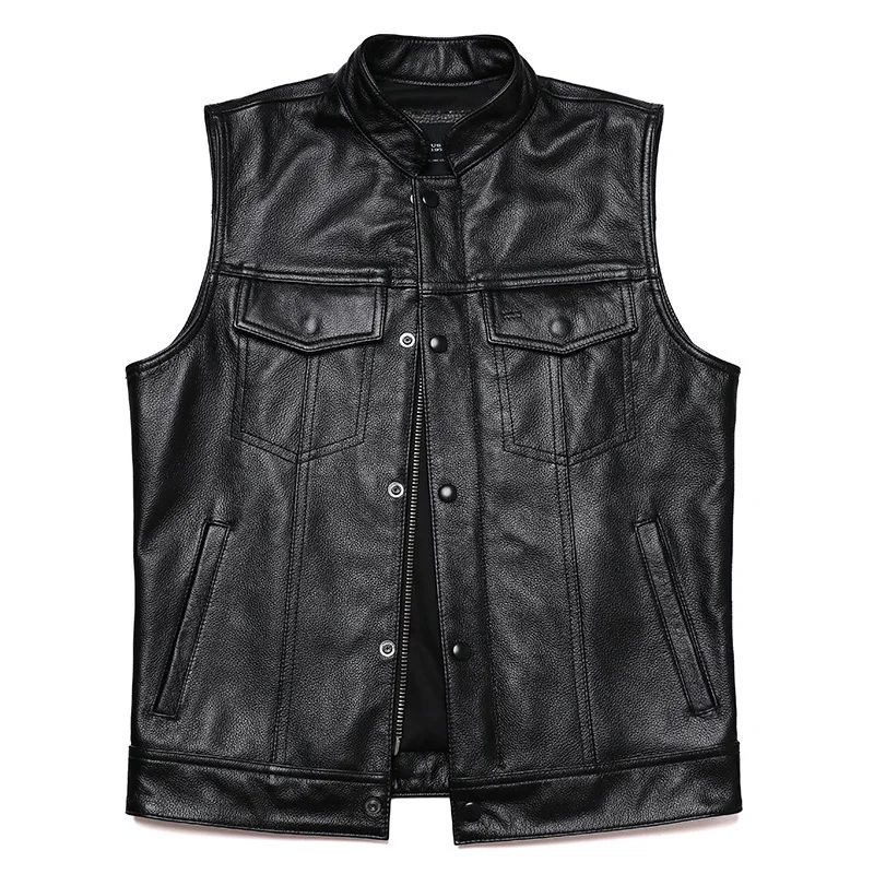 

Sons of Anarchy 100% Genuine Leather Vest Man Cowhide Motorcycle Biker Vests Male Waistcoat Fashion Sleeveless Jackets