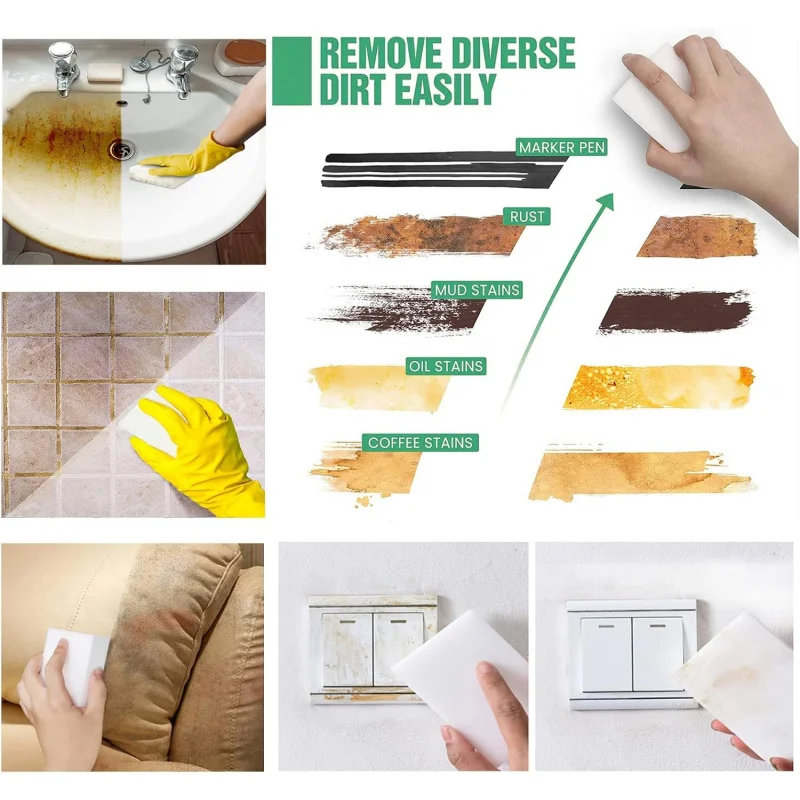 100Pack Magic Sponge Eraser, Melamine Sponge Foam, Multi-Functional Household Cleaning Sponges for Dish, Bathroom, Bathtub,Cup - view 2