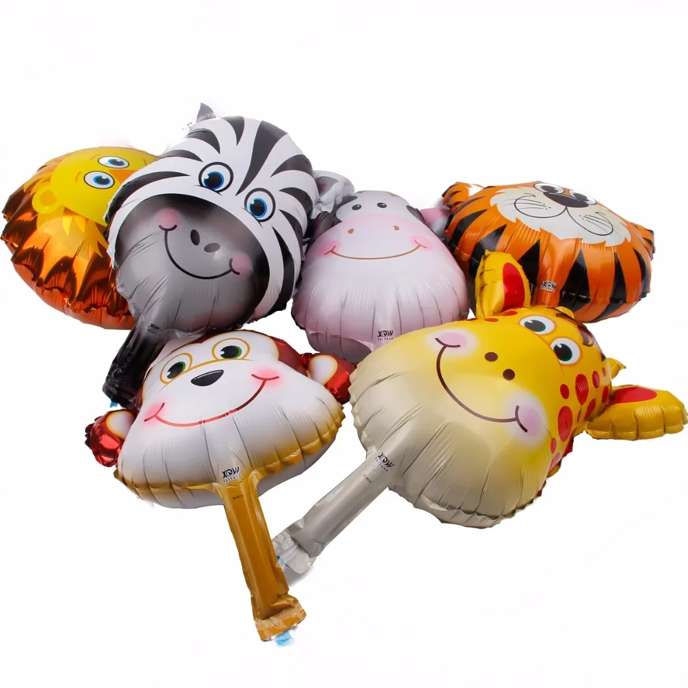 6pcs/set Animal Foil Balloons Lion Monkey Helium Balloon Safari Animals Balloon Baby Party Decoration For Kids Toys