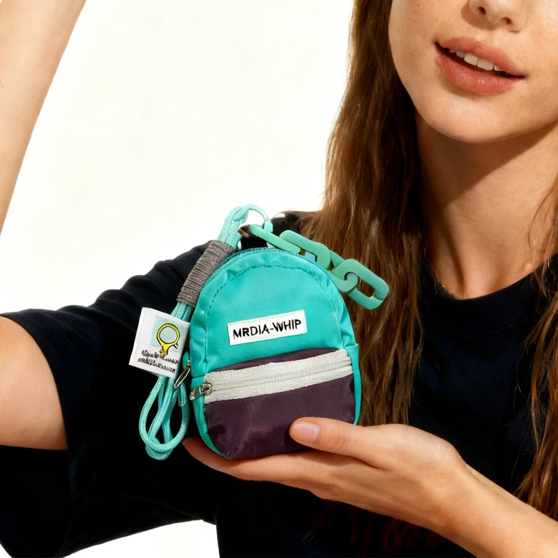 Dopamine Cute Macaron Bag Charm - Mini Coin Purse, Headphone Bag, Lipstick Pouch & ID Card Holder, Detachable Buckle Keychain
