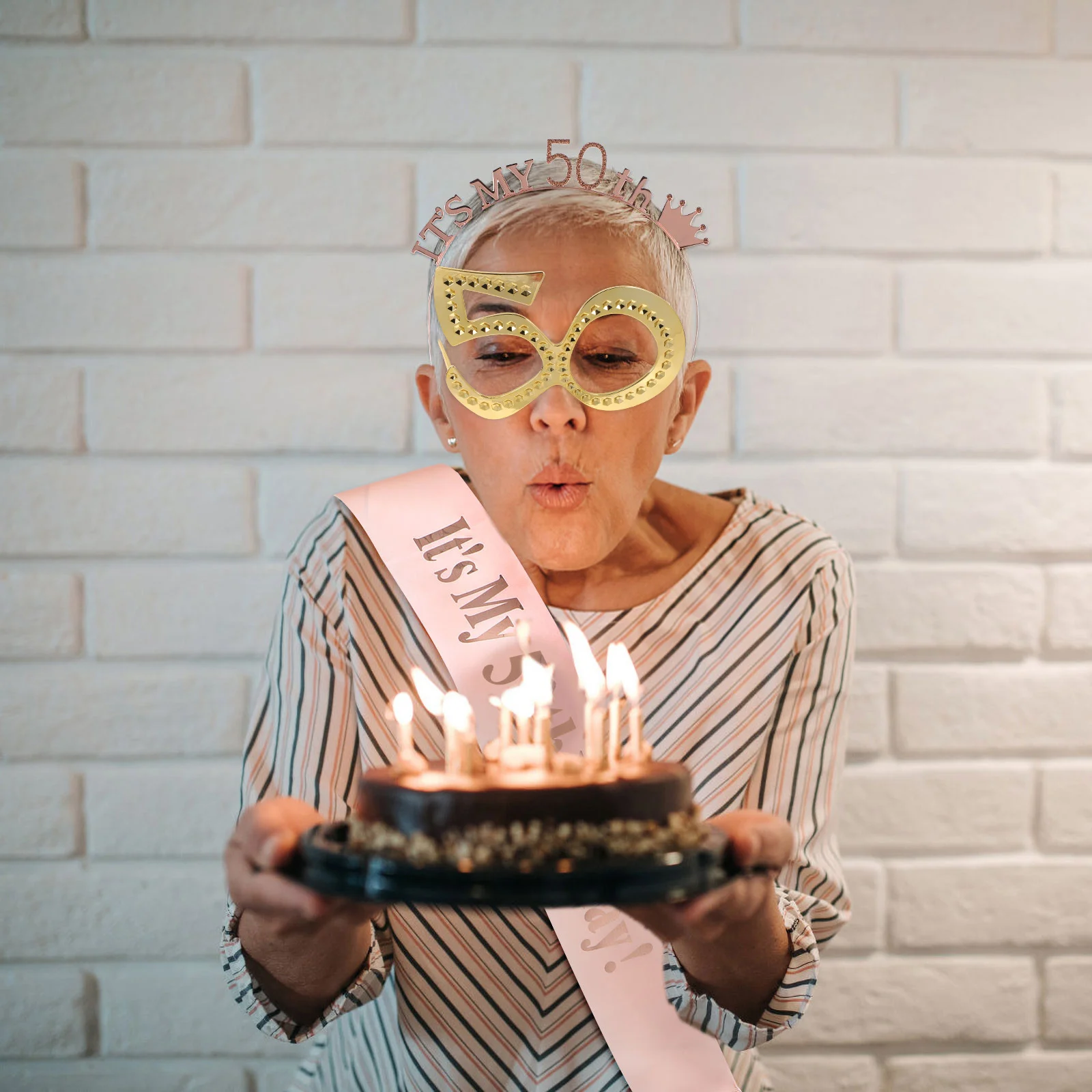 

6pcs 50Th Birthday Glasses Metallic Bling Sunglasses For Photo Booth Props Happy Birthday Party Accessories Novelty Celebration