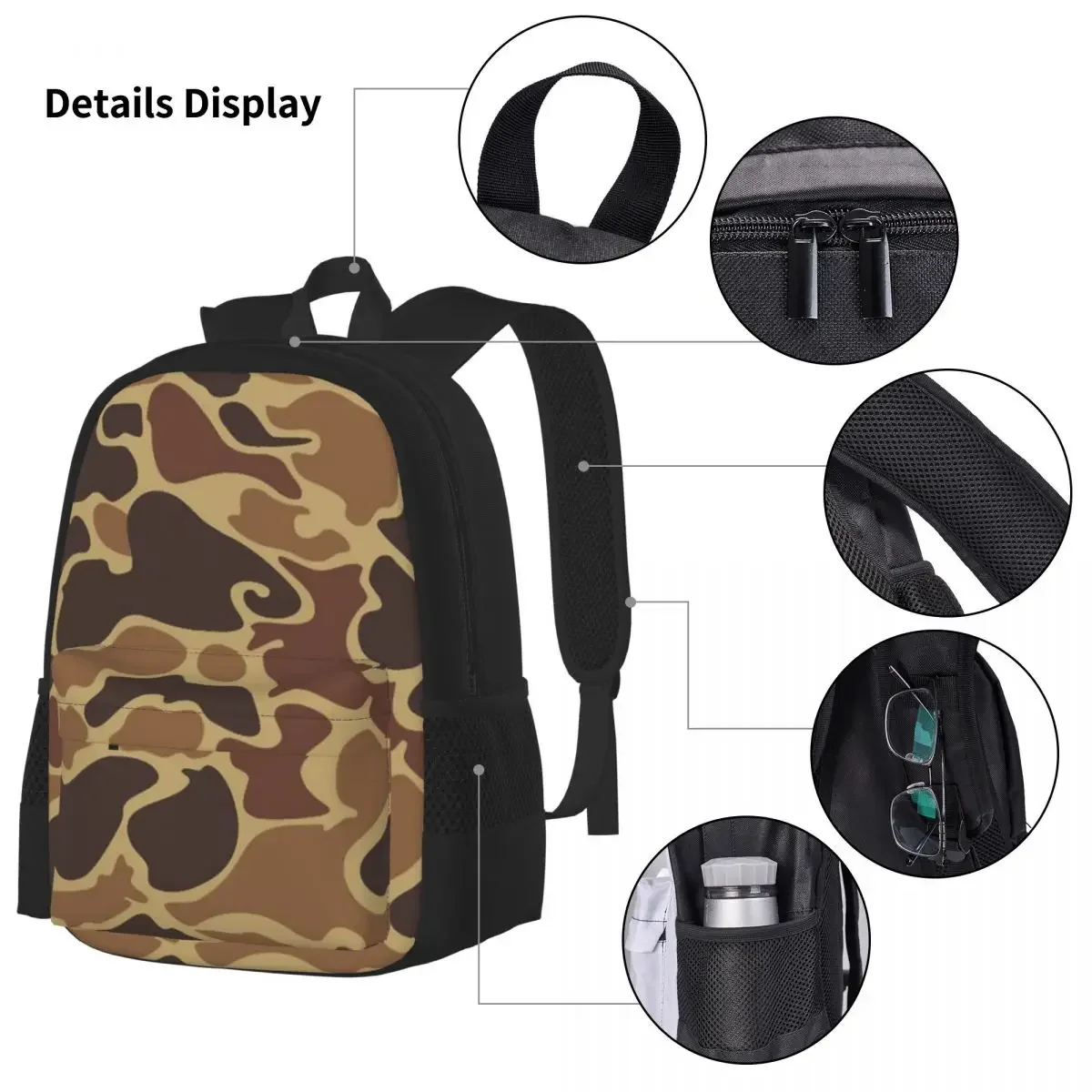 Duck Camo Backpacks Boys Girls Bookbag Children School Bags Cartoon Kids Rucksack Lunch Bag Pen Bag Three-Piece Set