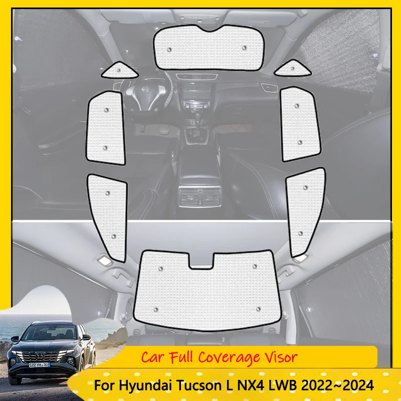 For Hyundai Tucson L NX4 LWB 2022~2024 Car Full Coverage Sunshades  Accessories Anti-UV Windshield Reflective Cover Sun Visors