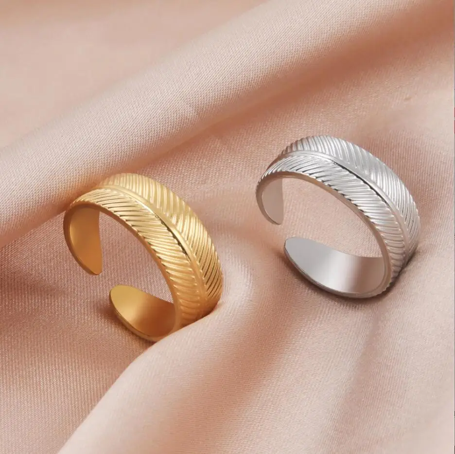 

1PC Fashion Stainless Steel Wheat Leaves Open Adjustable Rings for Women Girl Birthday Wedding Gifts Ring Jewelry F1028