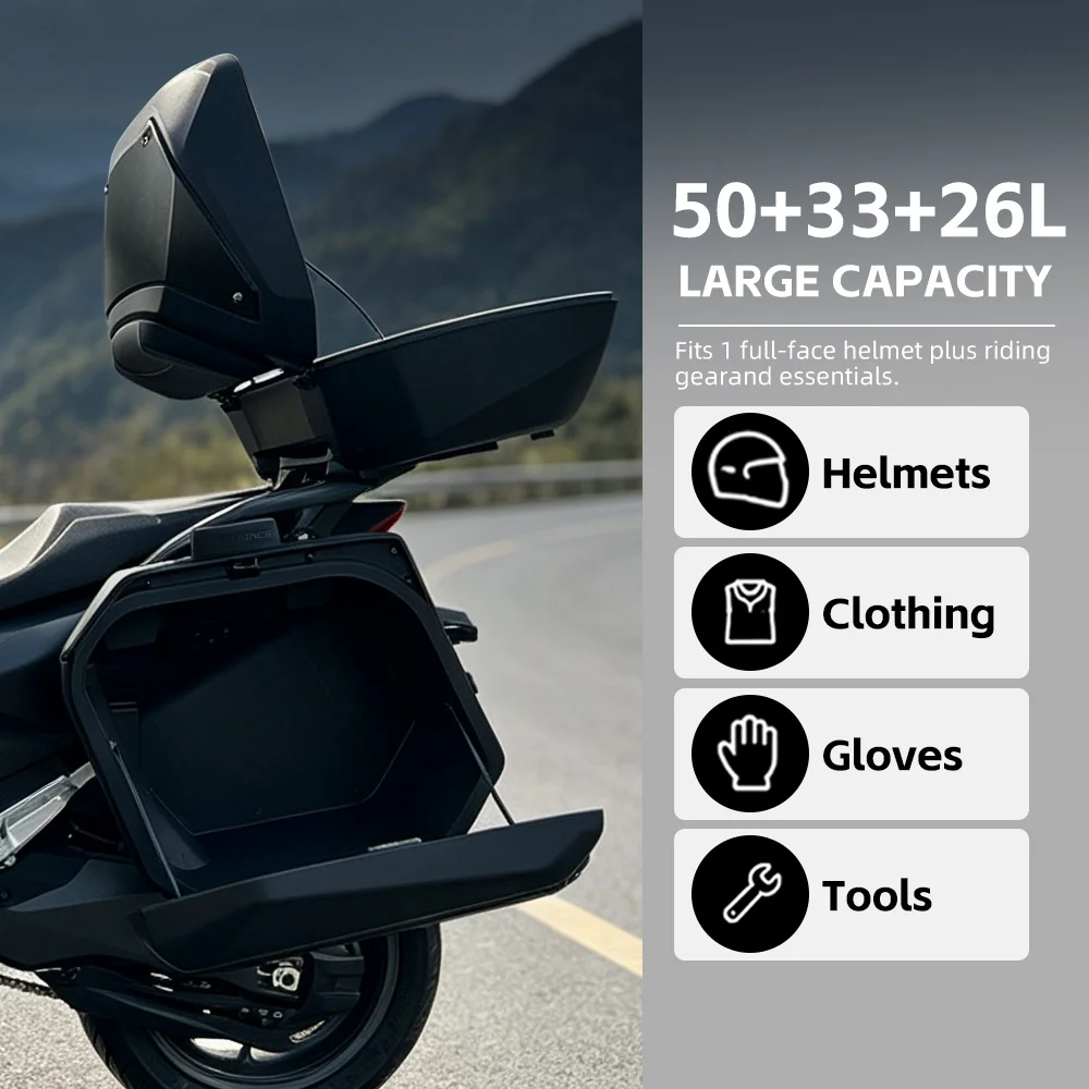 Motorbike Detachable Trunk & Side Box Kit, Elegant Spacious No-Cut Installation Cargo for HONDA NSS750