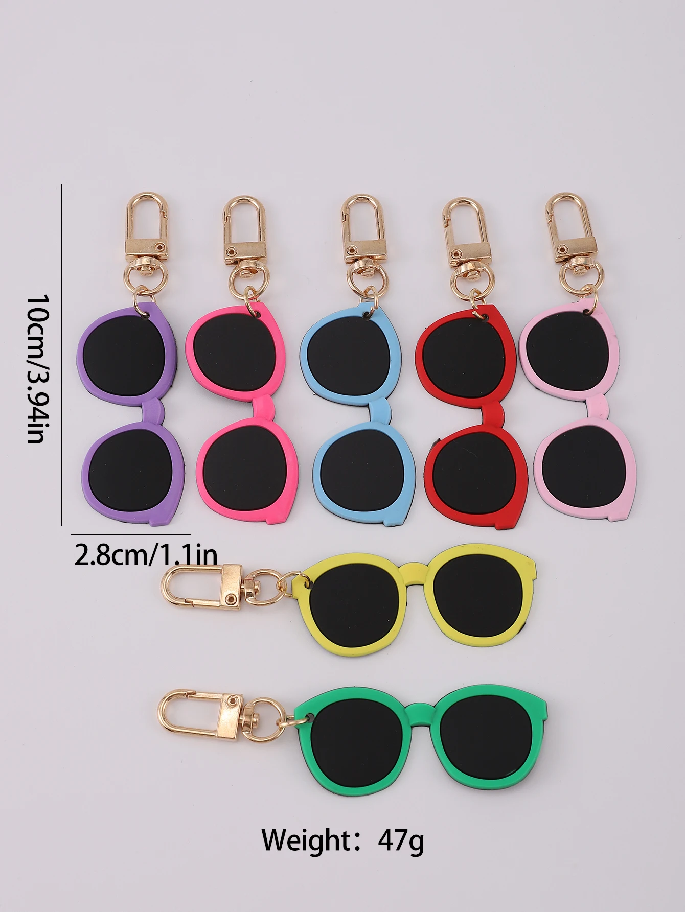 7pcs Cartoon Silicone Glasses Keychain Pendant Cute Hip-Hop Rock Bag Ornament Bag Purse Charm Car Accessories Birthday Gifts