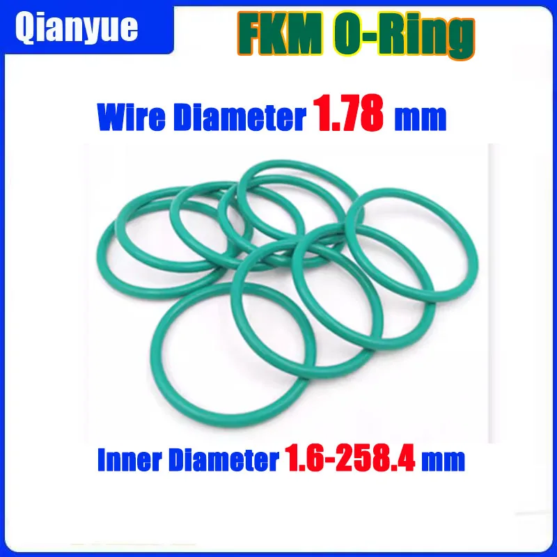 Grüner FKM O-Ring 1,78mm Kordel-Durchmesser 1,6-258,4mm - Hochtemperaturbeständig bis 250°C ° Chemikalienbeständige Dichtungen für Hydraulik/Chemikalien/Lebensmittel