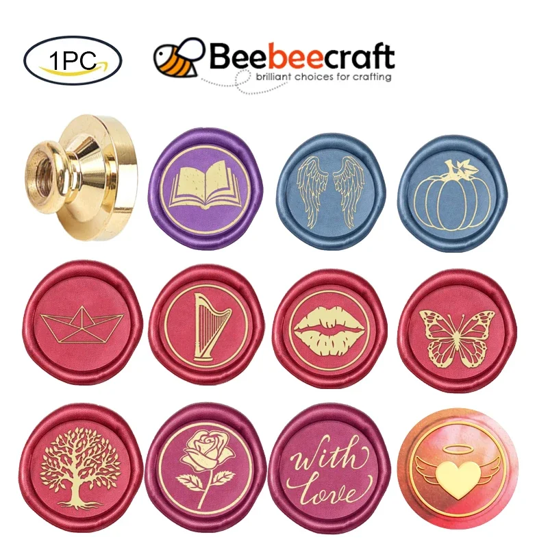 1pc Wax Seal Stamp 25mm Head Wish Bottle Removable Sealing Brass Stamp Head for Creative Gift Envelopes Invitations Cards Decor