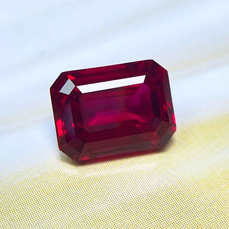 Lab Grown Ruby Emerald Cut Pigeon Blood Red Color Charms Top Quality Beads Selectable AGL Certificate for Jewelry Making Rings