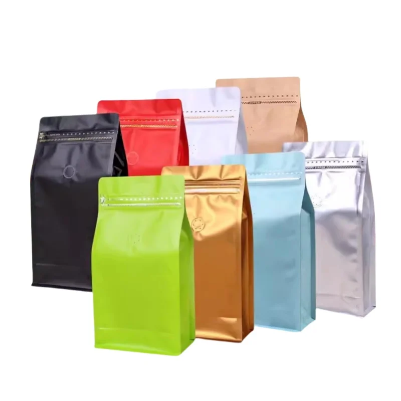 StoBag 20pcs Coffee Beans Packaging Bag with Valve Aluminum Foil Sealed for Powder Food Nuts Storage Stand Up Reusable Pouches