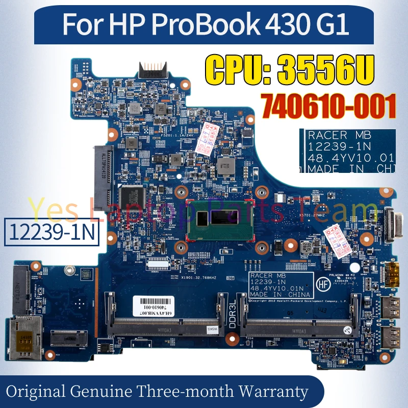 12239-1N For HP ProBook 430 G1 Laptop Mainboard 740610-001 SR1E3 3556U 100％ Tested Notebook Motherboard