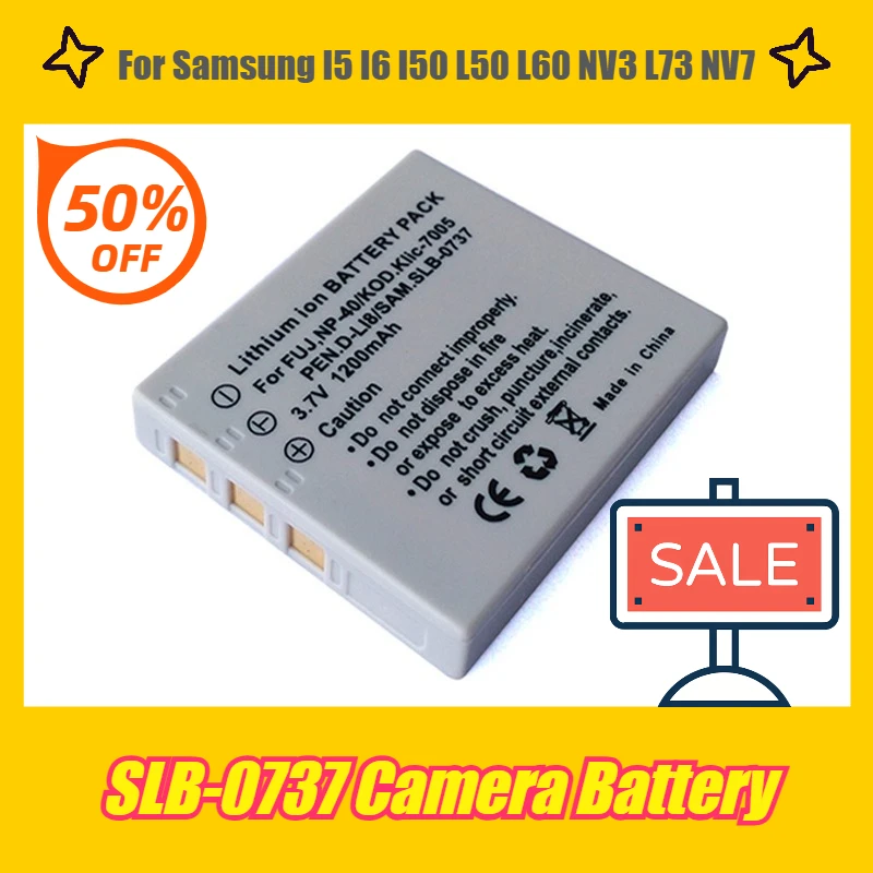 

SLB-0737 Camera Battery 3.7V 1200mAh for Samsung I5 I6 I50 L50 L60 NV3 L73 NV7