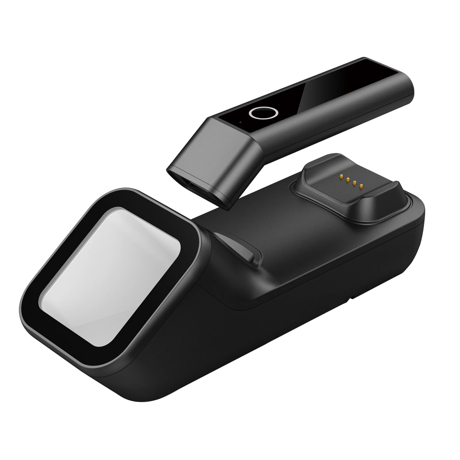 3-in-1 Black Handheld 1D Barcode Scanner 100times/s with 1100mAh Battery 16MB Storage 2.4G BT USB Connection Charging Scanning