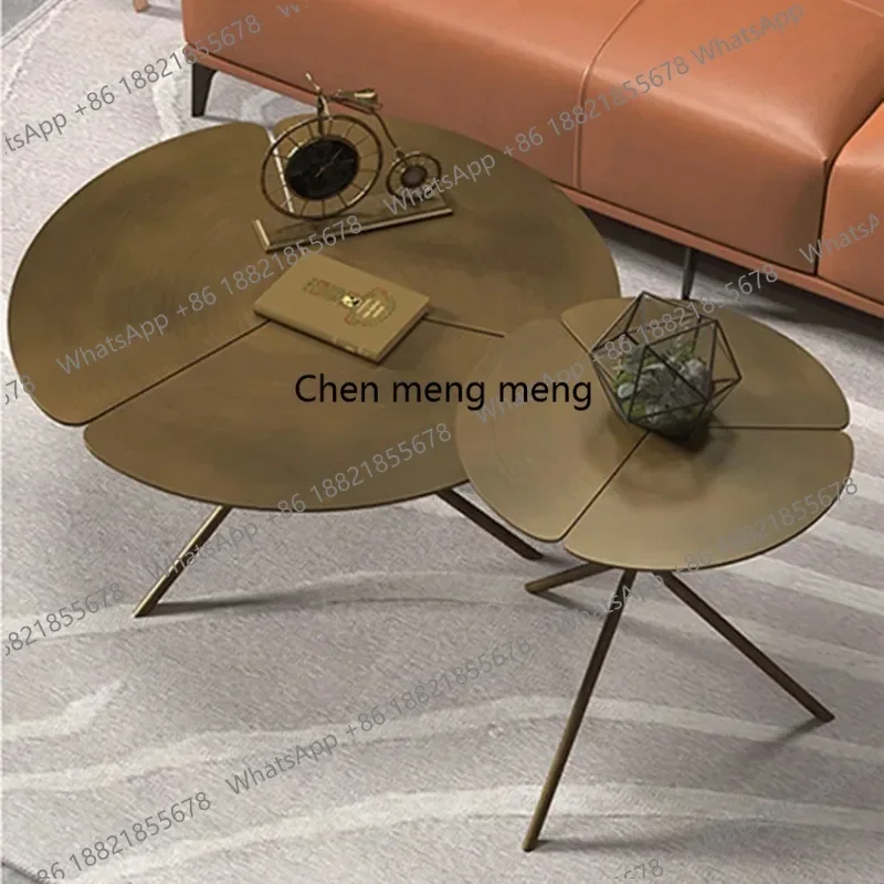 D178 Italian minimalist Nordic lotus leaf round coffee table balcony small apartment living room marble coffee table