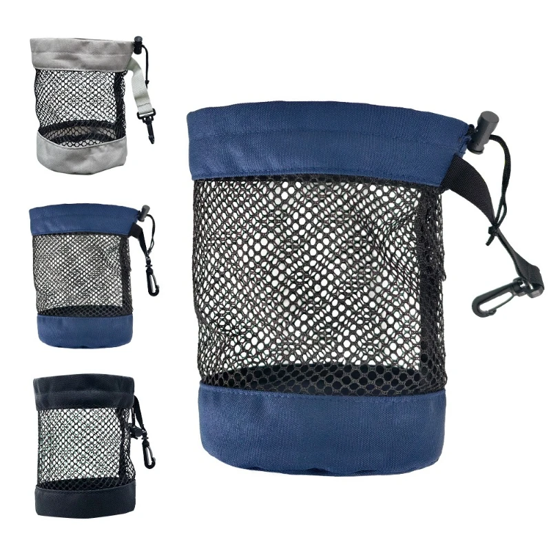 Golf Storage Bag Storage Pouch GOLF Portable Accessory Bag Ball Storage Bag with Net Pocket Drawstring Fabric Bag