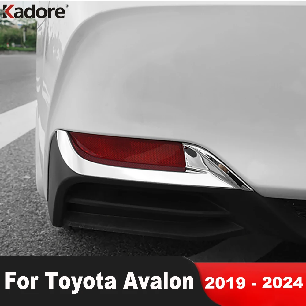 

Rear Bumper Fog Light Lamp Cover Trim For Toyota Avalon 2019-2023 2024 XLE Hybrid Chrome Car Tail Foglight Strips Accessories